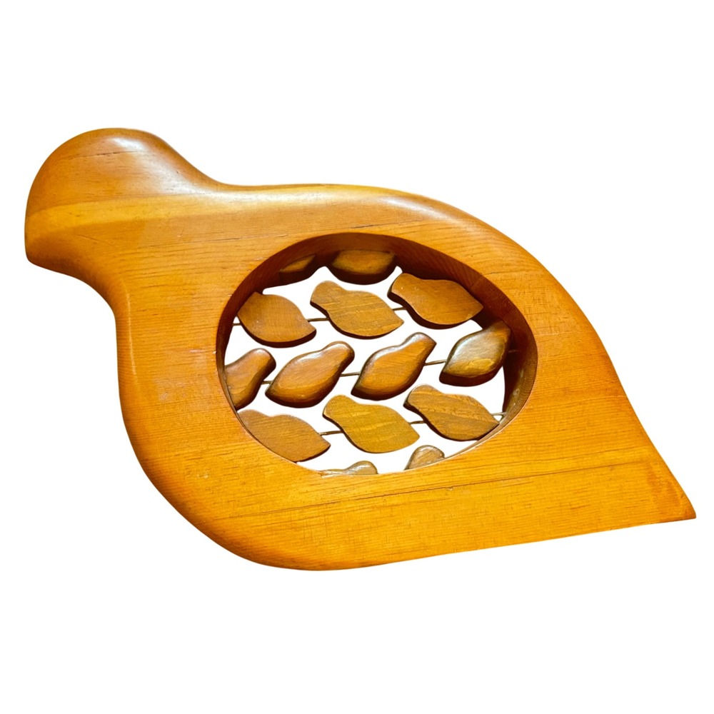 Vintage MCM Art Wood Bird Sculpture Brown Mid Century Modern Wall Decor 20in